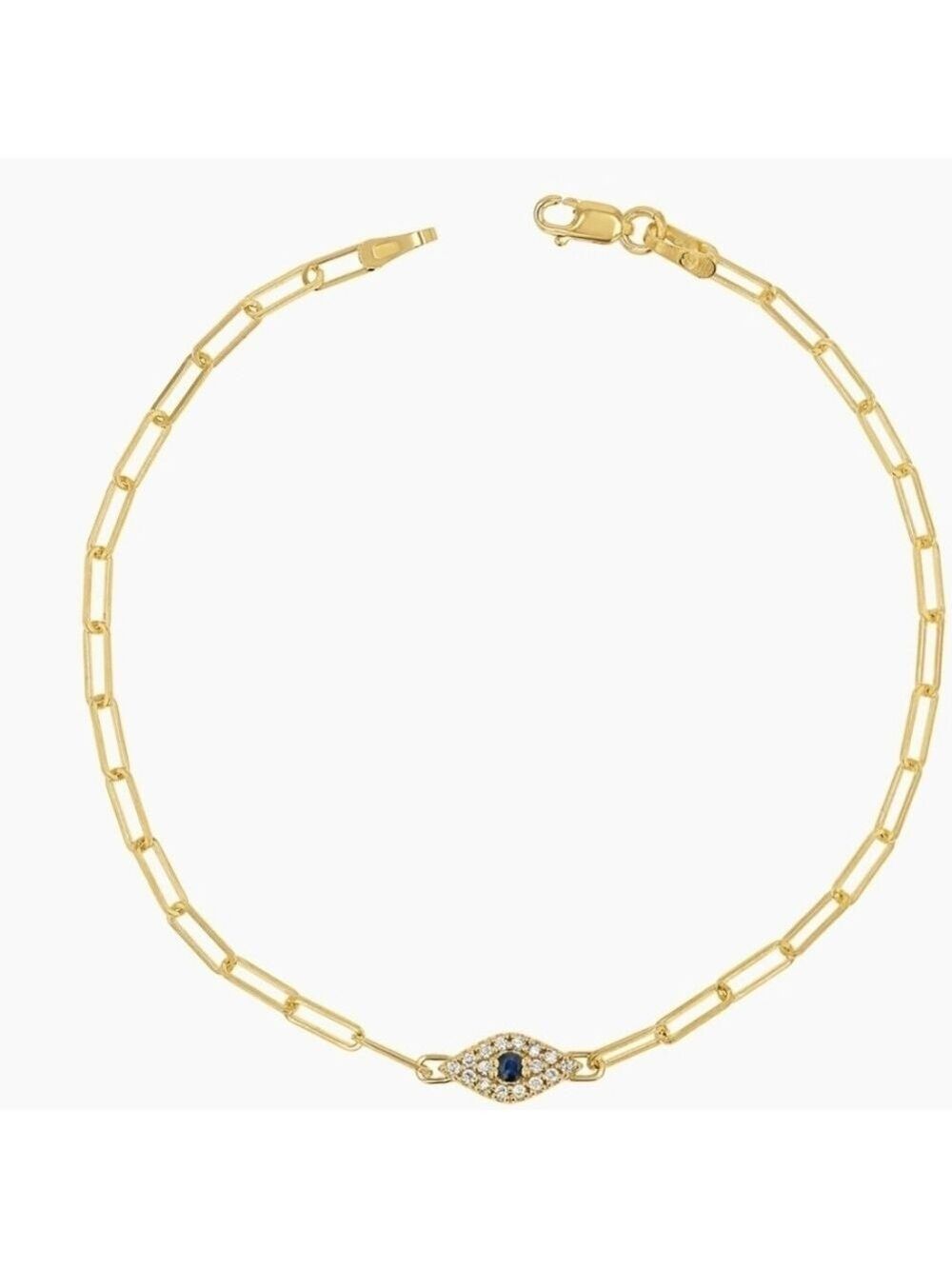 New Diamond Evil Eye Paperclip Bracelet